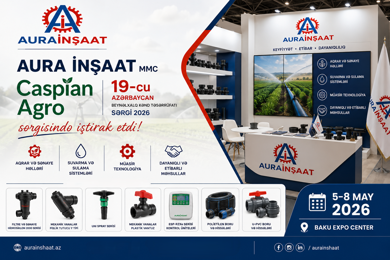 “AURA İNŞAAT” MMC Caspian Agro 2026 sərgisində iştirak etdi